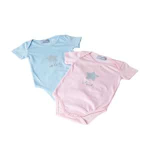 Short Sleeves Personalized Star bodysuit (blue / pink, 3-6 months)