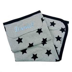 Personalised Grey and Black stars blanket