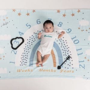 Personalised Blue Rainbow Milestone Blanket