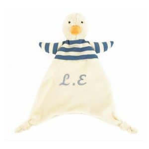 Jellycat Bredita Duck soother with Initial